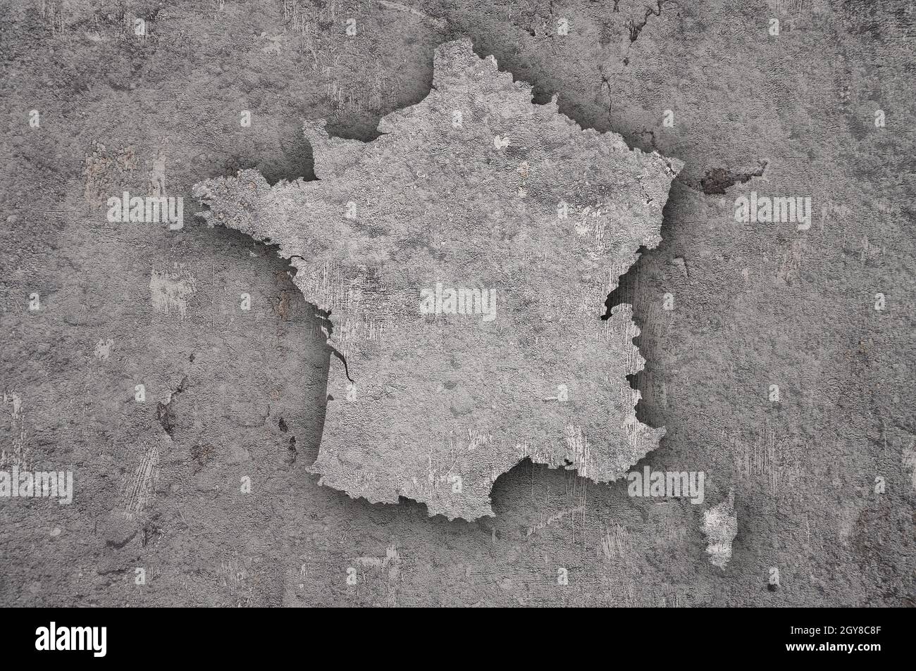 Map of France on weathered concrete Stock Photo - Alamy