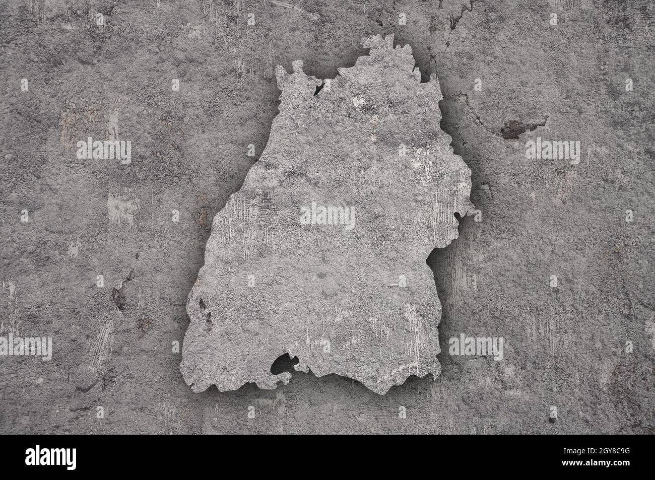 Map of Baden-Wuerttemberg on weathered concrete Stock Photo - Alamy