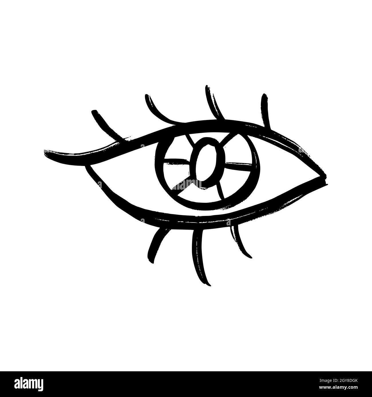 Doodle Eyes hand drawn set. Mystic Symbols Boho collection. Evil Eye,  Crescent moon and crystals art Stock Vector Image & Art - Alamy