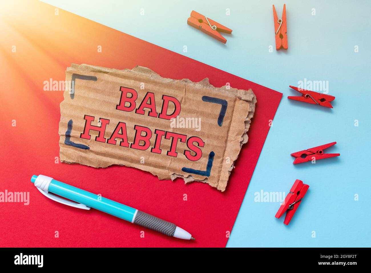 Inspiration showing sign Bad Habits, Business showcase the uncontrollable negative habitual behavioral pattern of an individual Simple Homemade Crafti Stock Photo