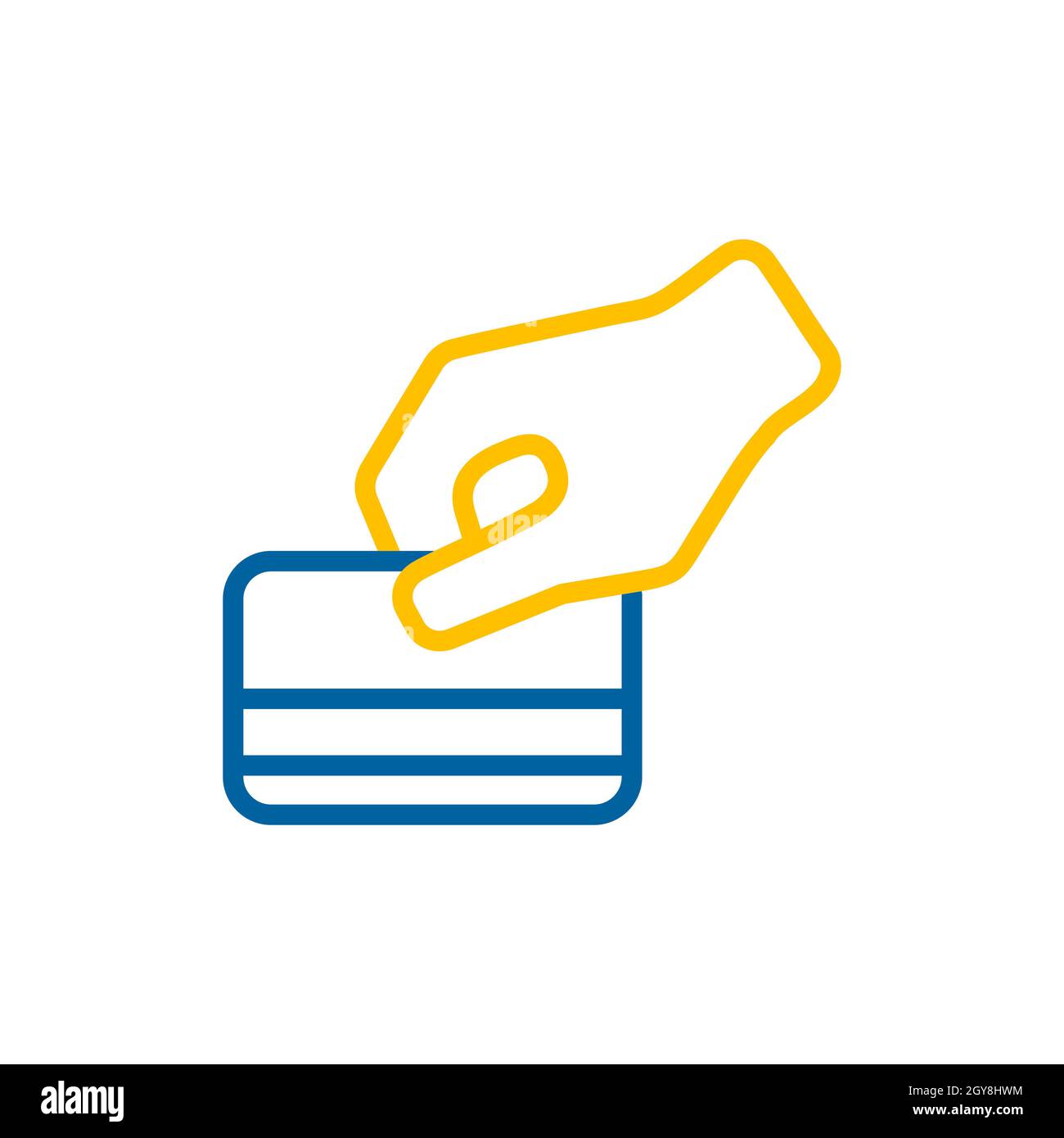 Hand swipe credit card during purchase flat icon for apps and websites  Stock Vector