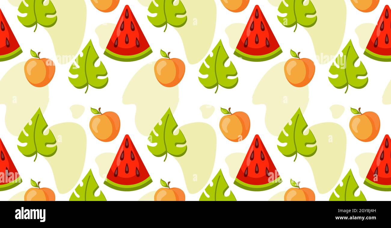 Seamless pattern, realistic pieces of watermelon - Vector illustration ...