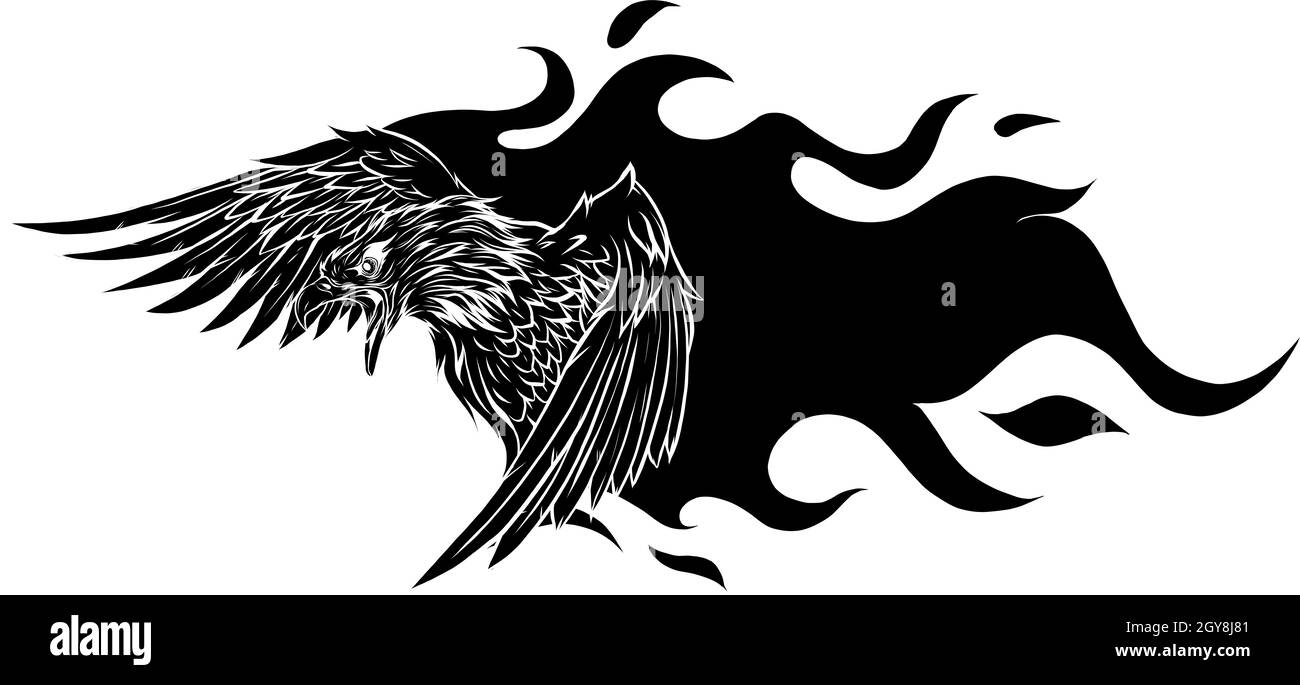 vector illustration of eagle with flames Stock Photo