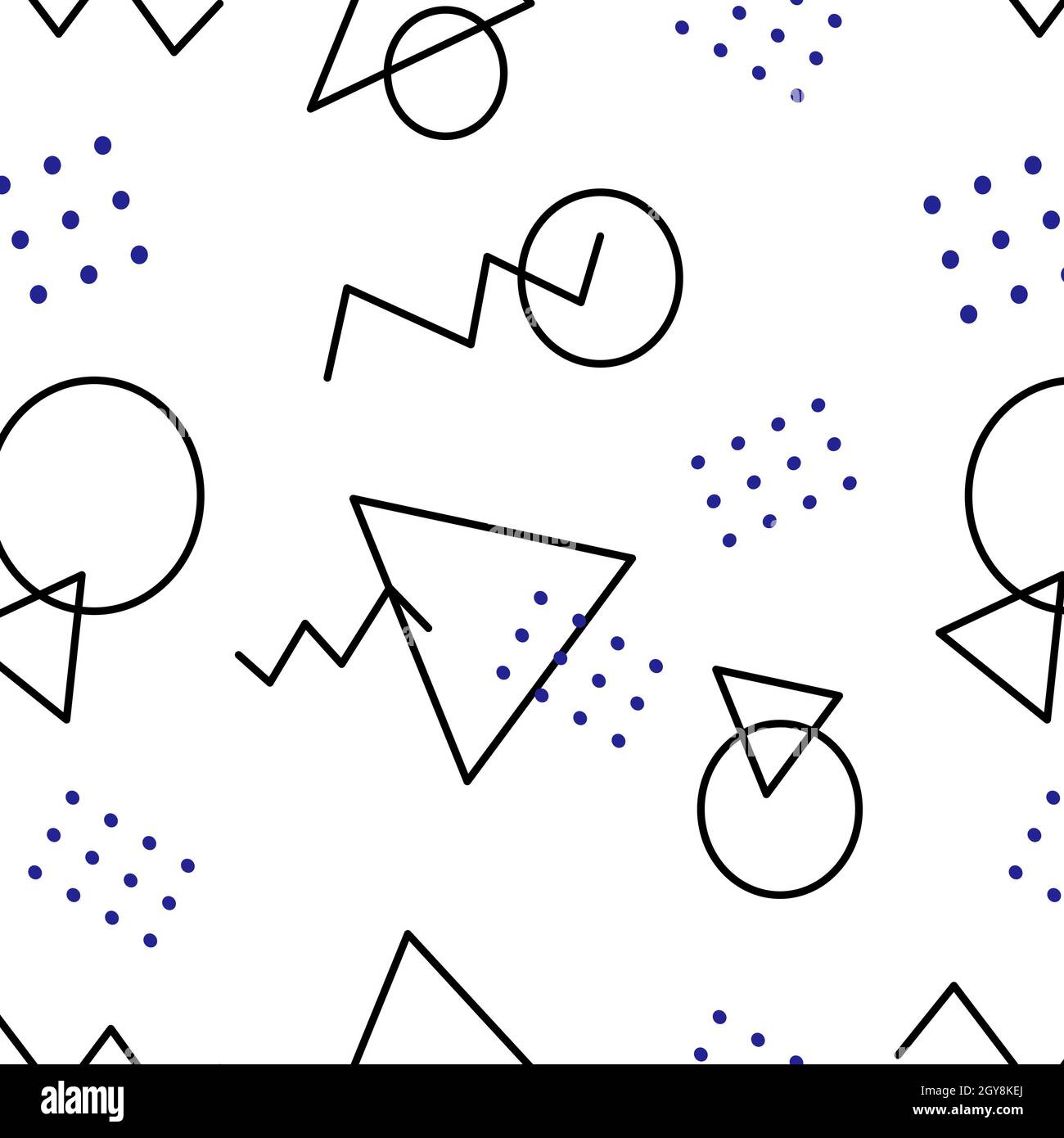 Seamless pattern, various geometric shapes on a white background ...