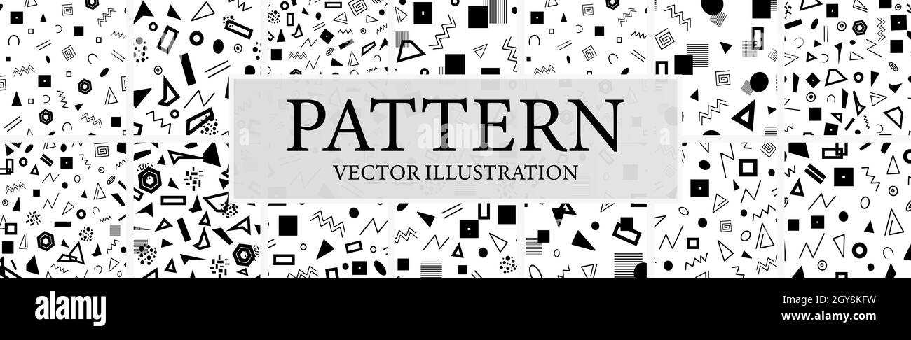 Assembly of seamless patterns, abstract shapes - Vector illustration ...