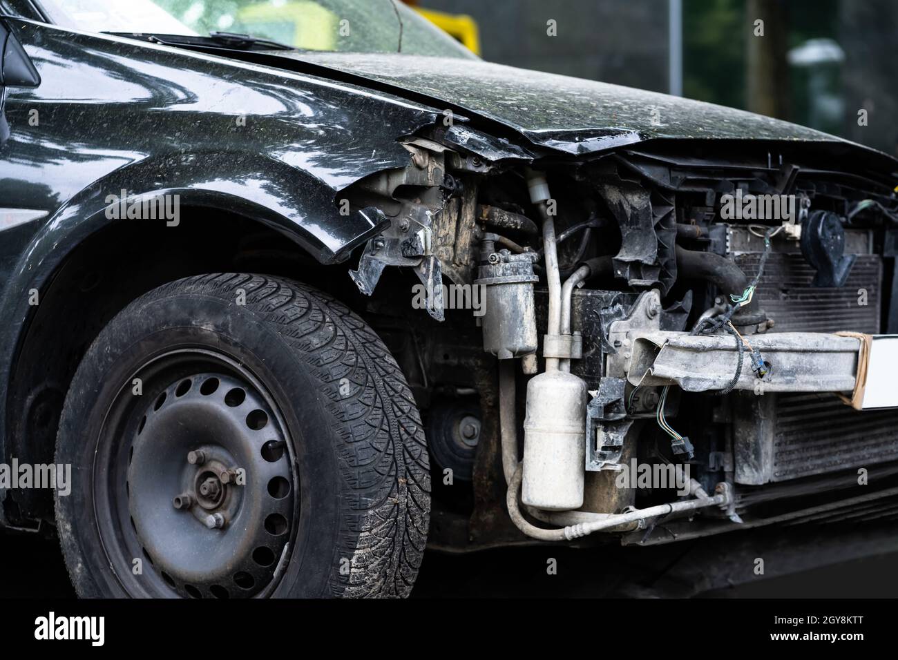 Car Breakdown And Repair Insurance. Broken Vehicle After Accident And