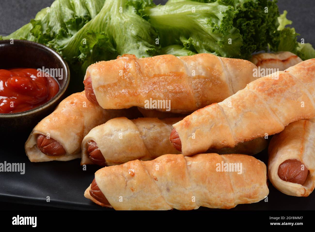 Sausage buns. Soft baked bun (dough )stuffed with pork sausage for fast