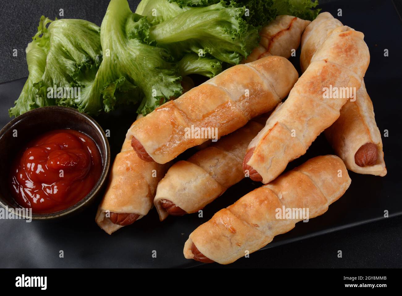 Sausage buns. Soft baked bun (dough )stuffed with pork sausage for fast