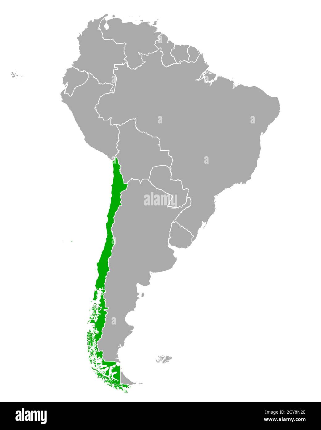 Map of Chile in South America Stock Photo
