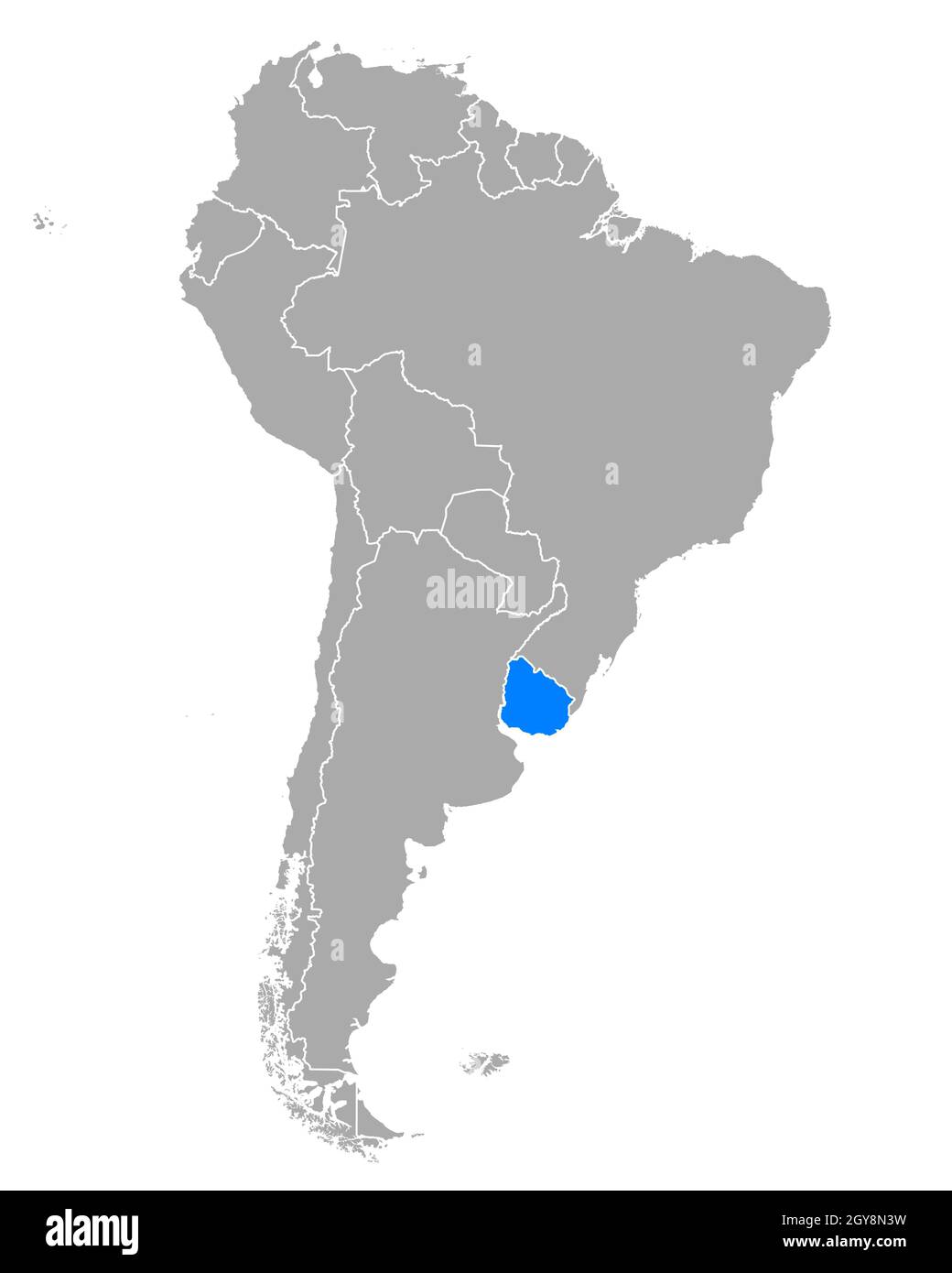Map Of Uruguay In South America Stock Photo Alamy