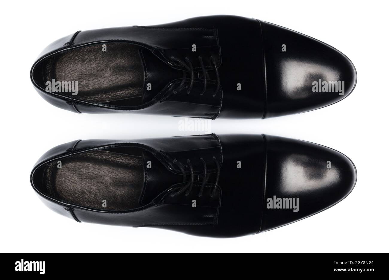 Classic male leather shoes isolated on a white, top view Stock Photo ...
