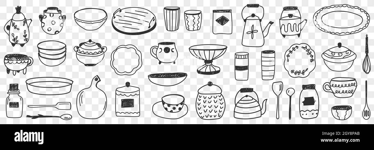 Tableware Draw Different drawing on boards hi-res stock photography and images - Alamy