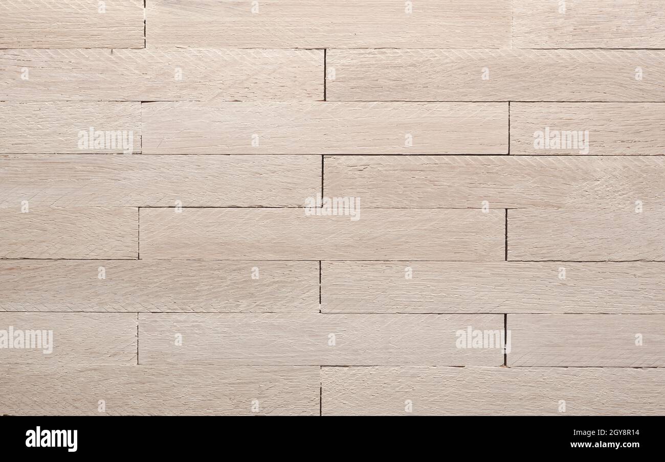 White oiled solid beech parquet in English bond. Using aus header or background with space for text. Stock Photo