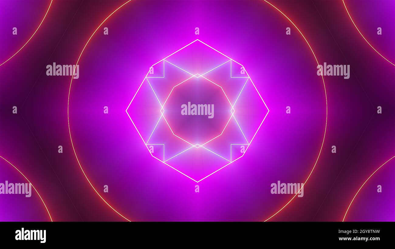 Abstract neon kaleidoscope background, 3d rendering computer generated ...