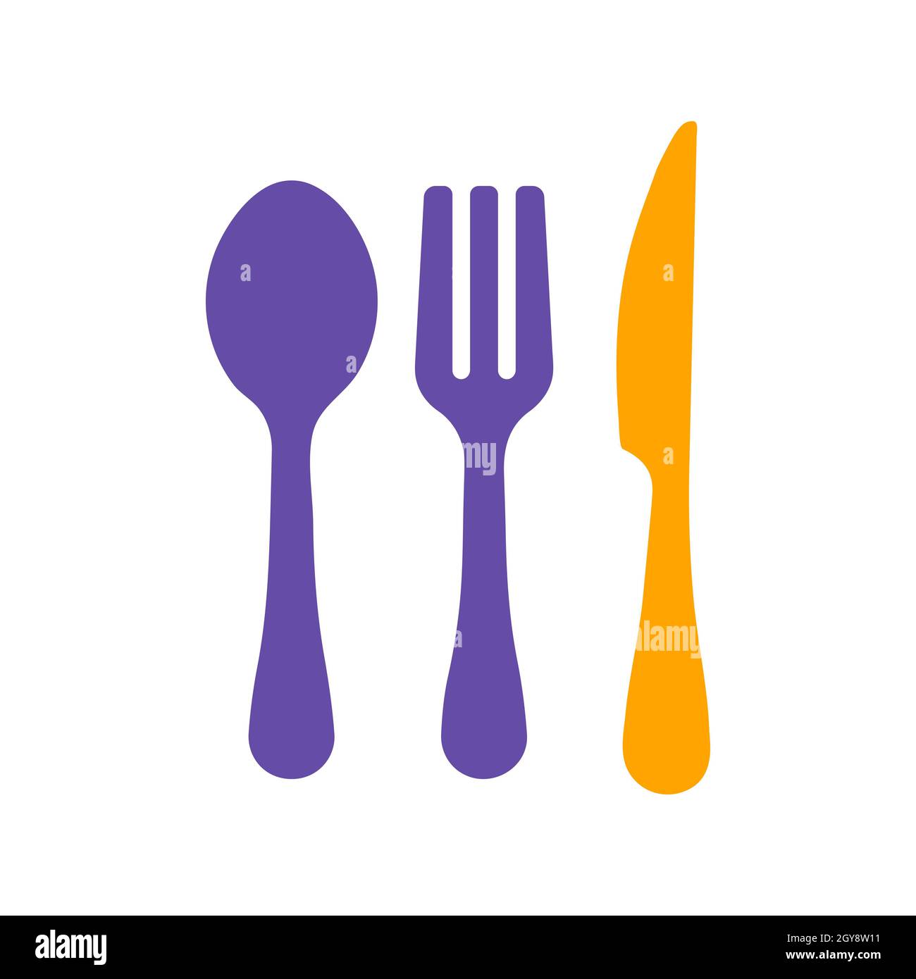 Spoon fork and knife vector glyph icon. Graph symbol for cooking web ...