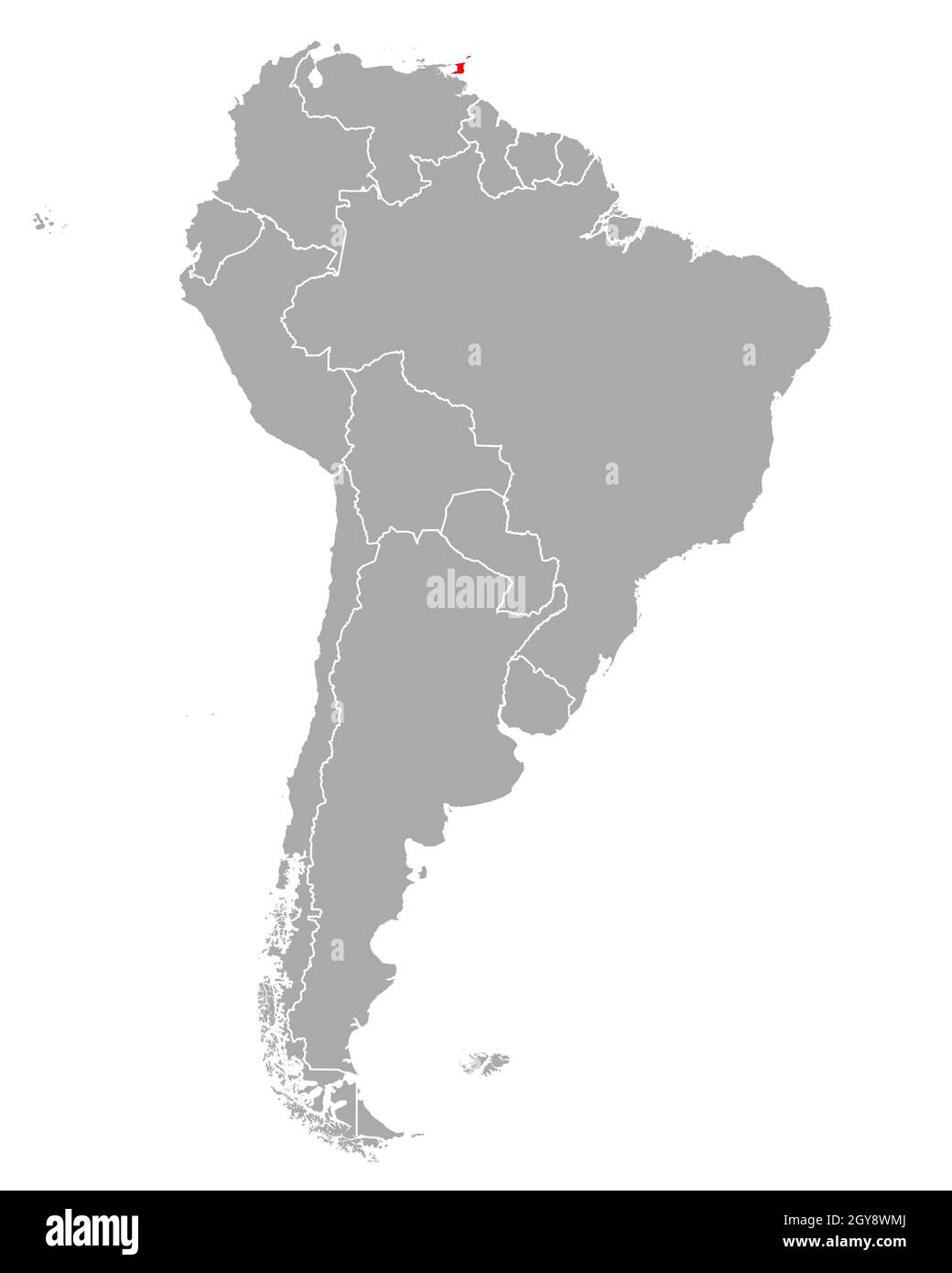 Map of Trinidad and Tobago in South - Map Of Trinidad And Tobago In South America 2GY8WMJ