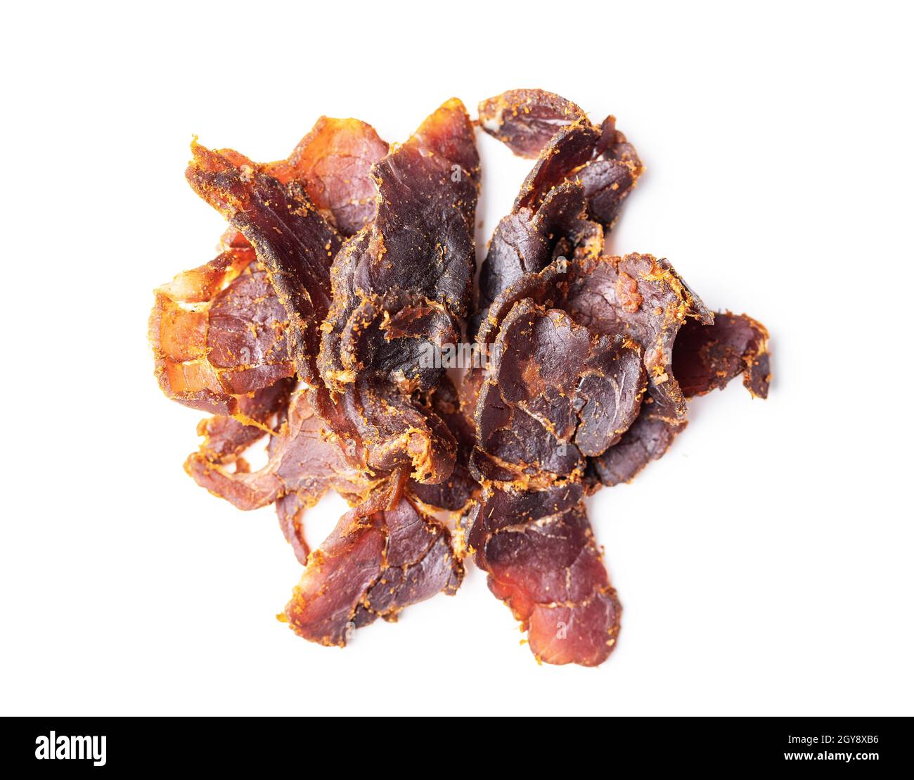 Sliced beef jerky. Dried beef meat isolated on white background Stock ...