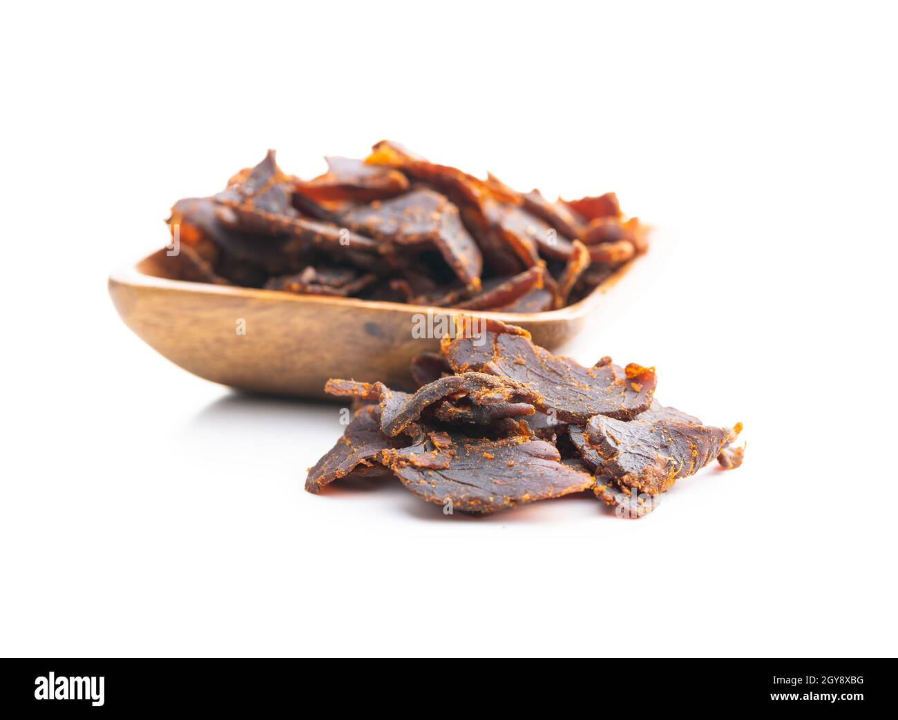 Sliced beef jerky. Dried beef meat isolated on white background Stock ...