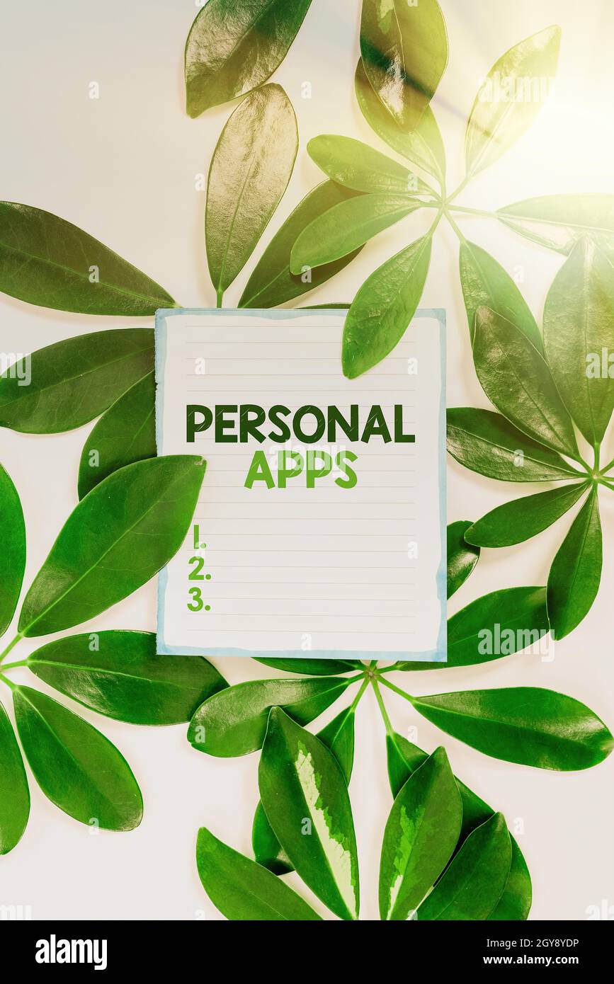 Sign displaying Personal Apps, Business overview Organizer Online Calendar Private Information Data Saving Environment Ideas And Plans, Creating Susta Stock Photo