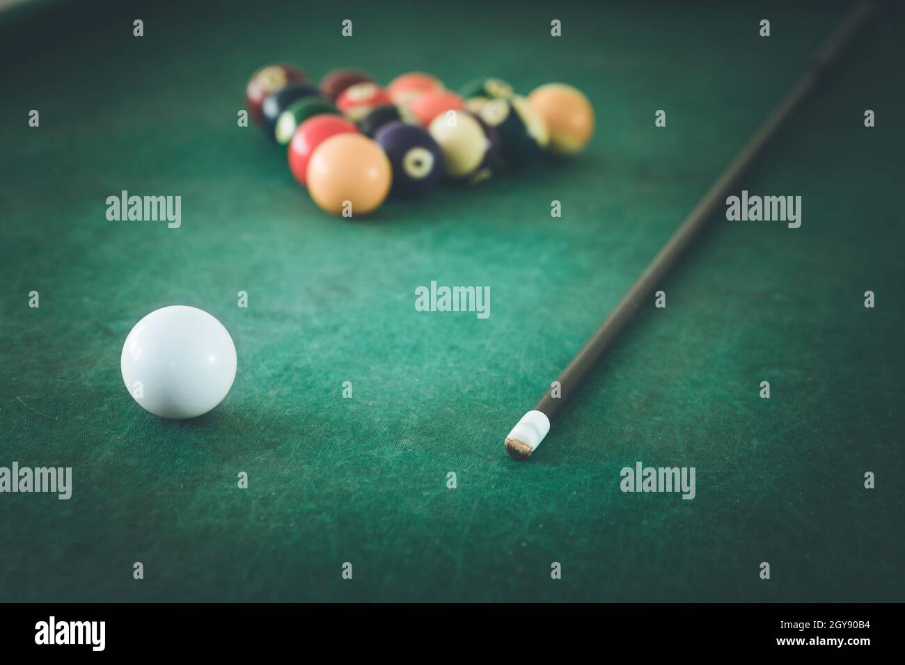Billard balls and table in a bar Stock Photo Alamy