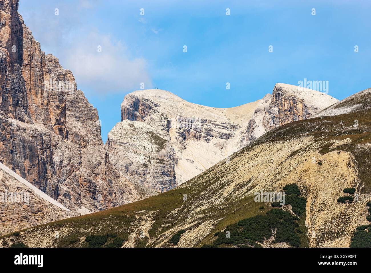 Sesto Dolomites. Peak of Croda dei Baranci or Birkenkofel and the Cima Piatta Alta, natural park of Tre Cime di Lavaredo. Trentino-Alto Adige, Italy. Stock Photo