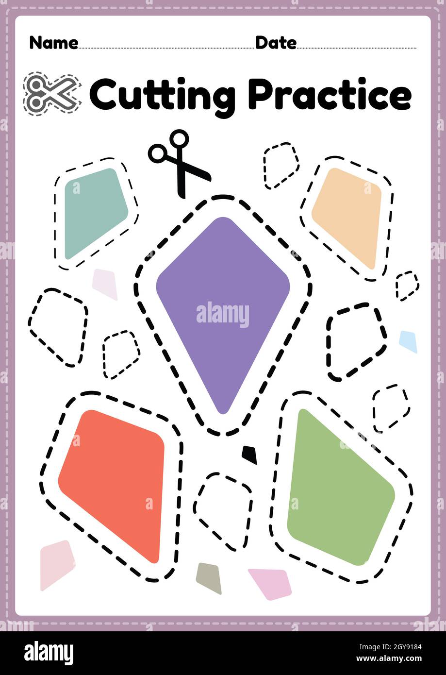 Scissor activities for preschool kids to cut the paper with scissors to