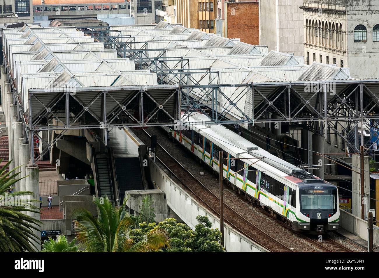 Medellin, Antioquia. Colombia - October 06, 2021. Metro de Medellín is the name given to the metro-type mass transportation system that directly serve Stock Photo