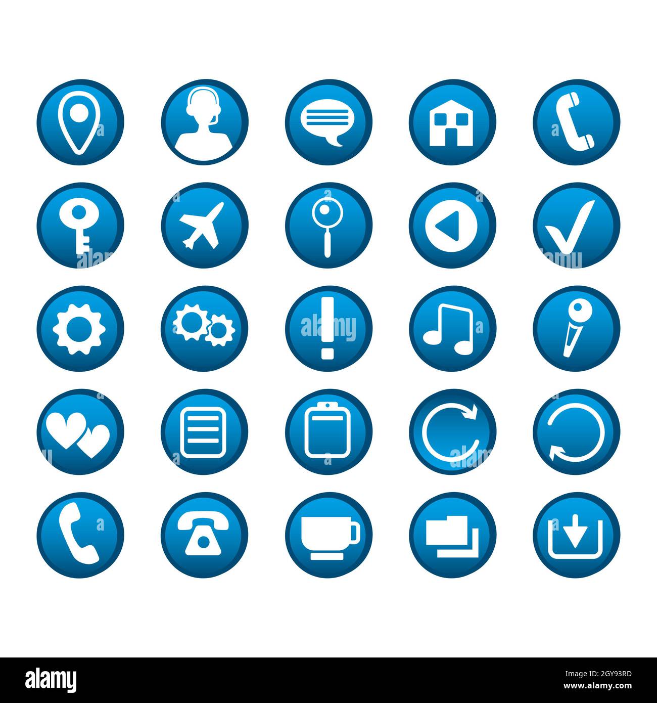 Selection of round business icons on white background - Vector ...