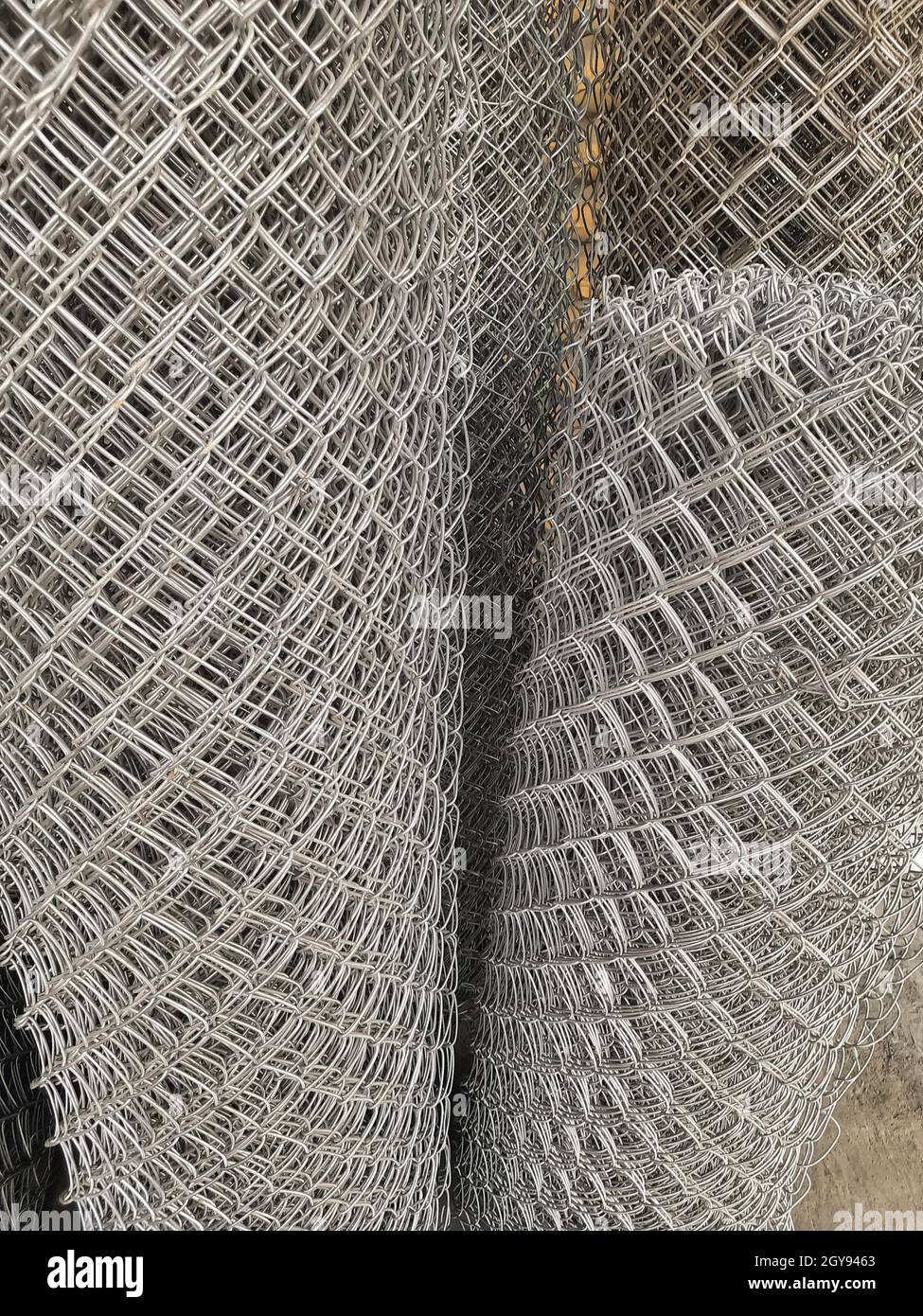 Rolls of wire mesh steel for construction Stock Photo