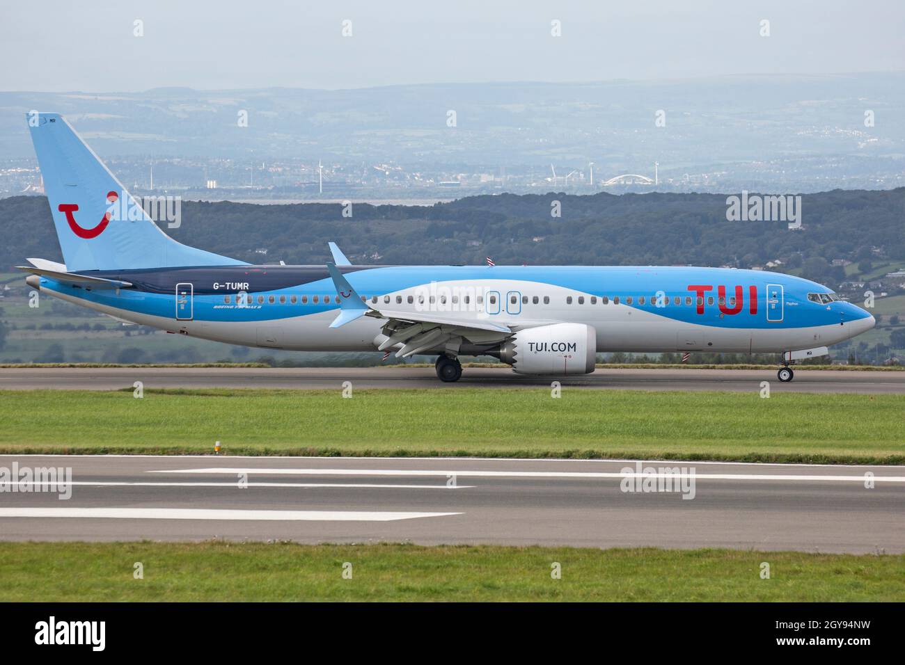 A TUI Boeing 737 MAX 8 Airliner at Bristol Lulsgate Airport, England. Stock Photo