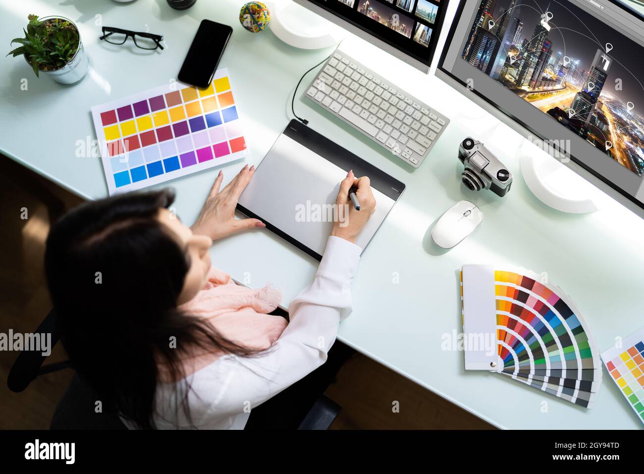 Professional Graphic Designer Woman Working On Computer Stock Photo - Alamy