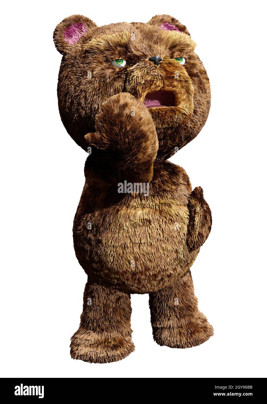 3D rendering of a teddy bear toy isolated on white background Stock ...
