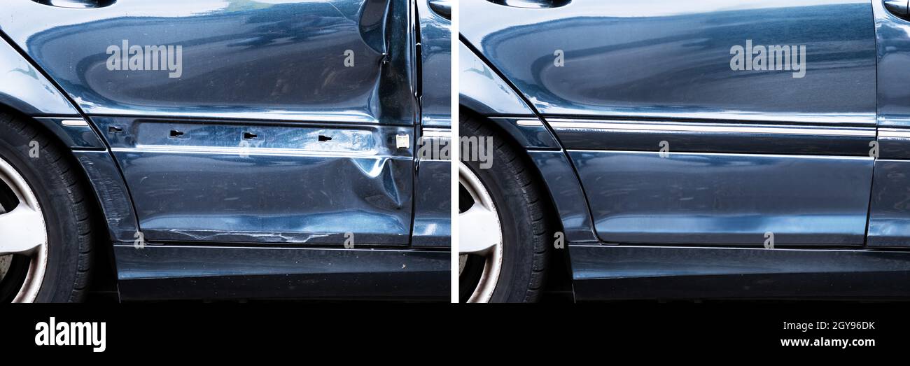 Photo Of Car Dent Repair Before And After Stock Photo - Alamy