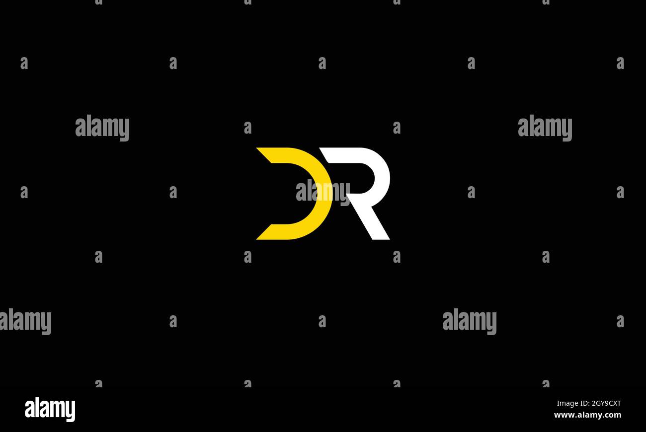 LETTERS DR LOGO DESIGN WITH NEGATIVE SPACE EFFECT FOR ILLUSTRATION USE Stock Vector