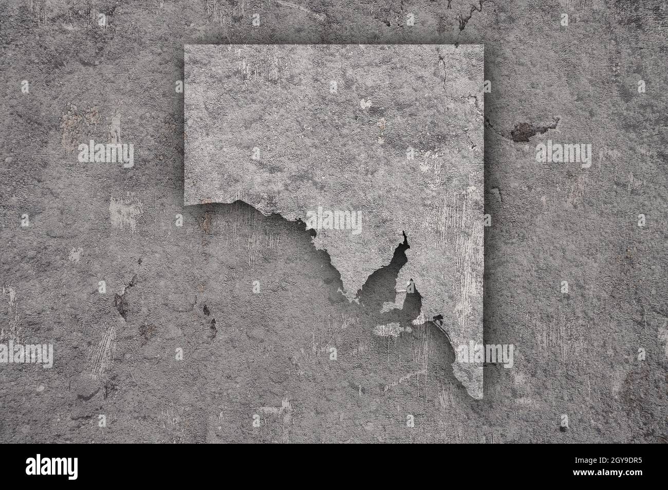 Map of South Australia on weathered concrete Stock Photo