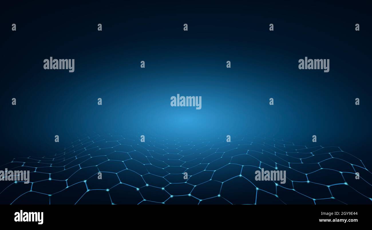 blue hexagon technology background Stock Photo