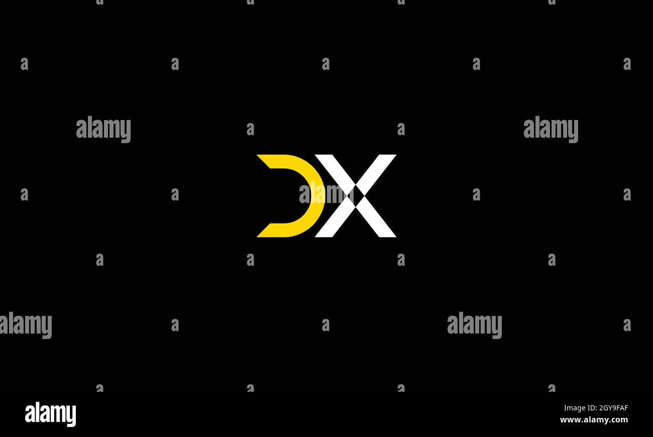 LETTERS DX LOGO DESIGN WITH NEGATIVE SPACE EFFECT FOR ILLUSTRATION USE Stock Vector