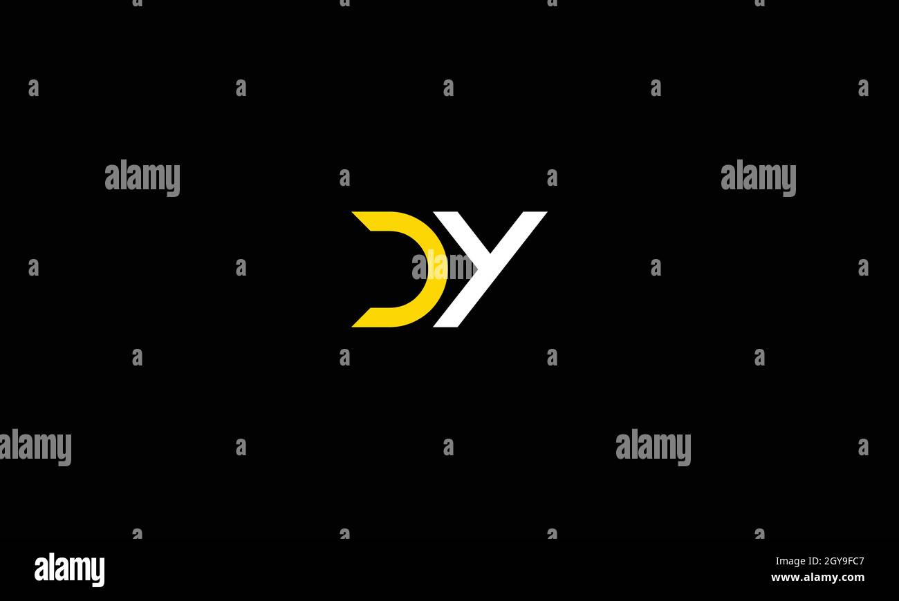 LETTERS DY LOGO DESIGN WITH NEGATIVE SPACE EFFECT FOR ILLUSTRATION USE Stock Vector