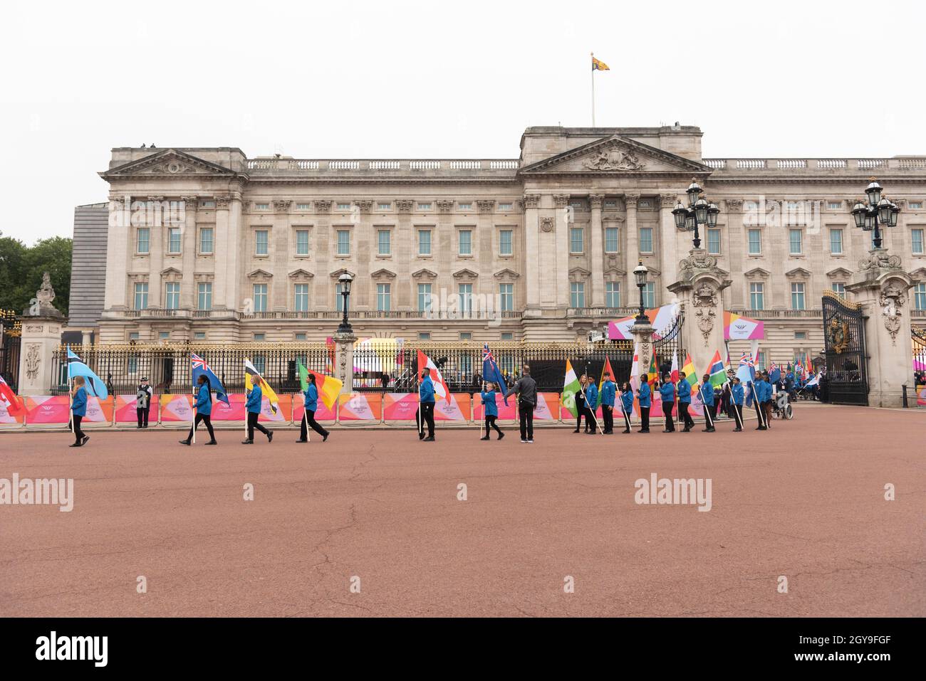 07102021 London Uk School Children Carry Commonwealth Flags After