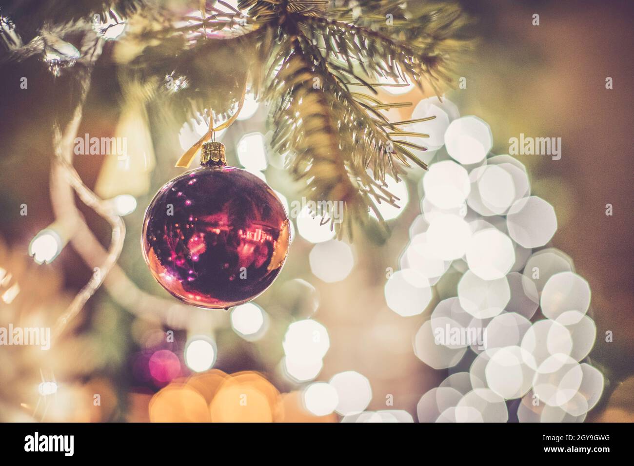 Close up of Christmas decoration on the Christmas market. Christmas ...