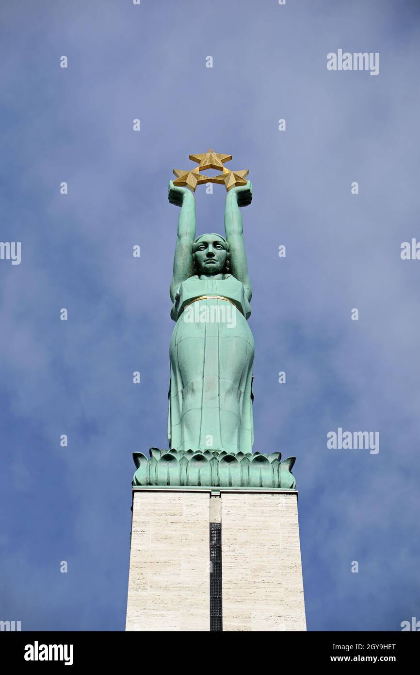 Freedom Monument in Riga Stock Photo