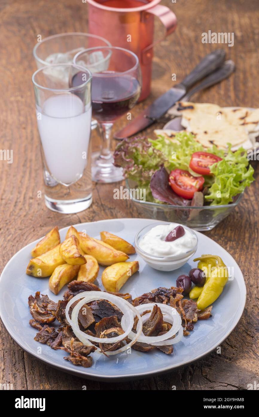 greek gyros on a plate Stock Photo
