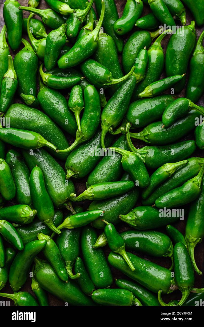Overhead view jalapeno peppers hi-res stock photography and images - Alamy