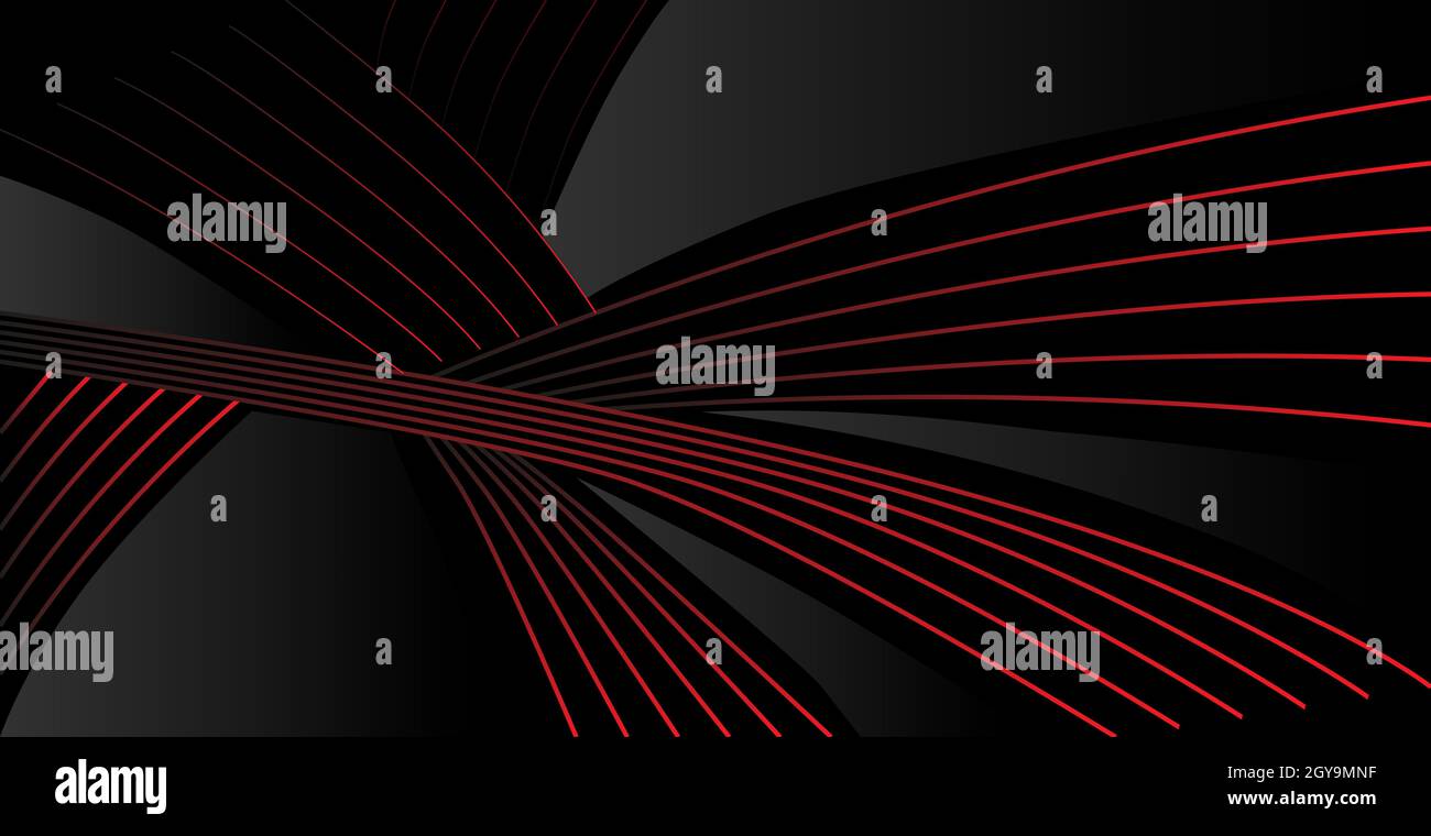Dark black abstract background with red lines - Vector illustration ...