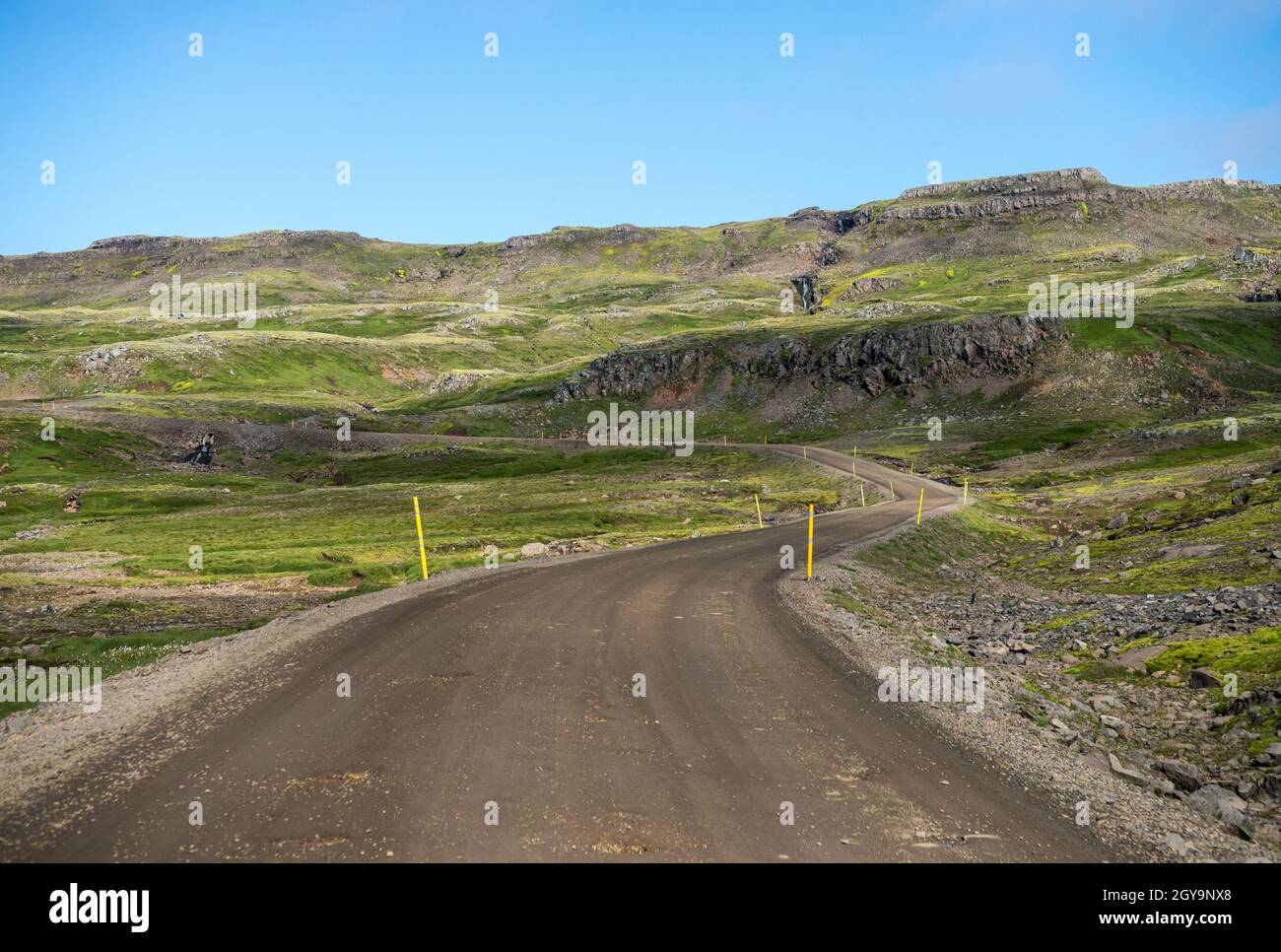Majestic volcanic landscape covered with moss in Iceland highlands Stock Photo