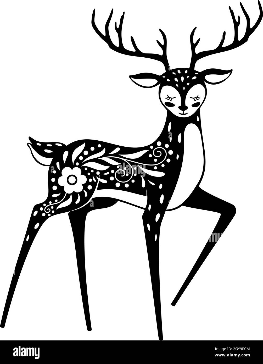 Sacred animal, noble deer in white black. Vector animal deer symbol, wild  tattoo and wildlife art, nature stag illustration Stock Vector Image & Art  - Alamy