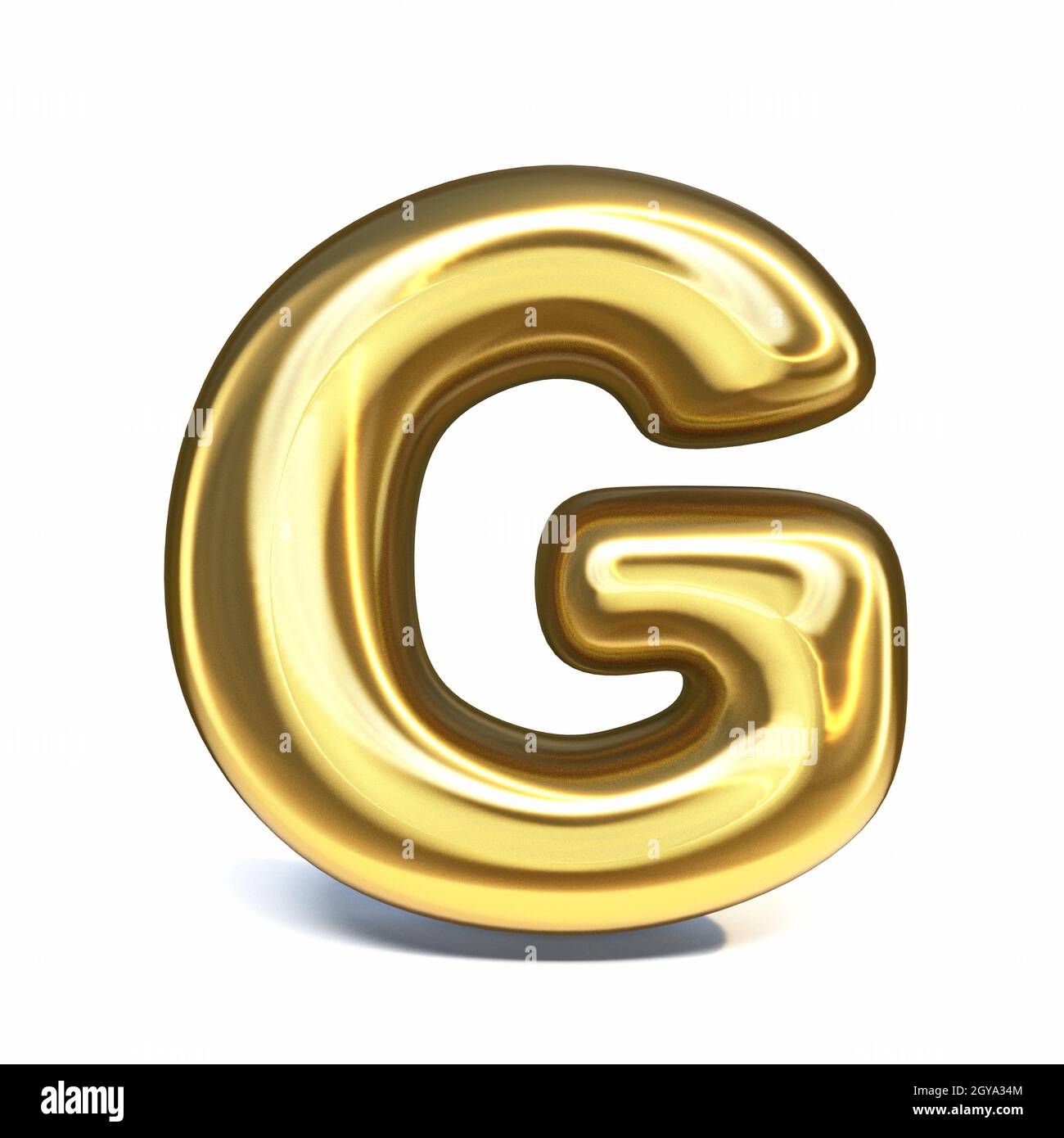 Golden font Letter G 3D rendering illustration isolated on white ...