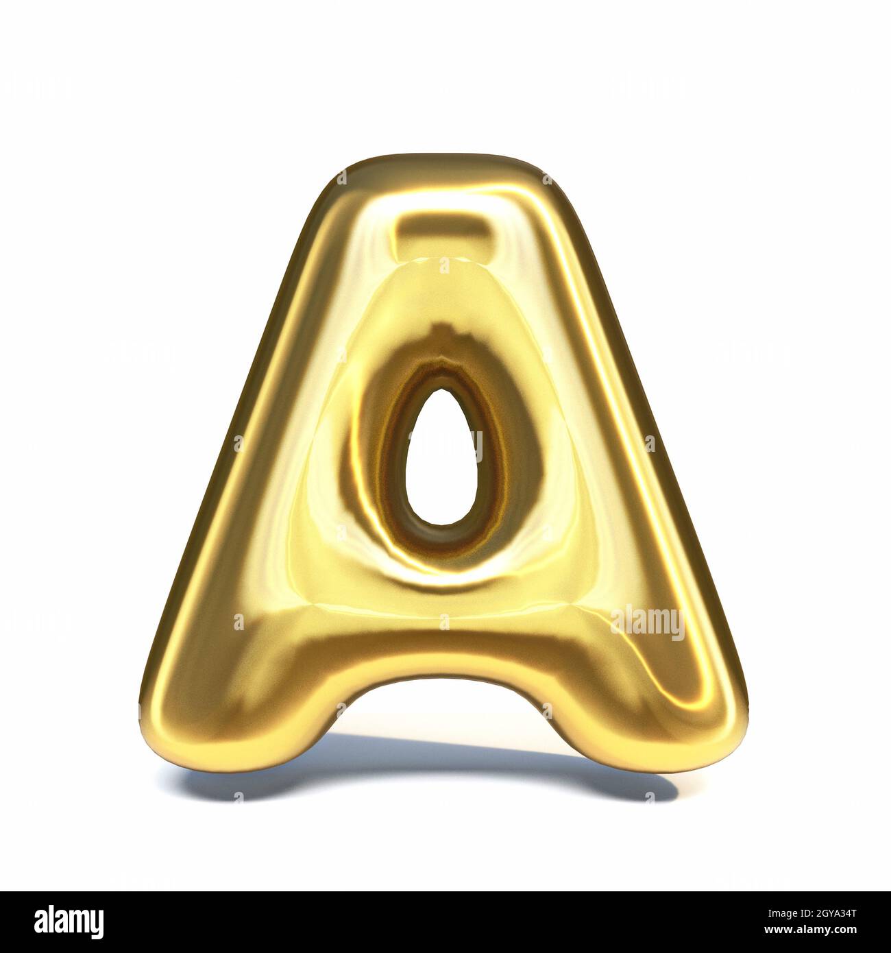 Golden font Letter A 3D rendering illustration isolated on white ...