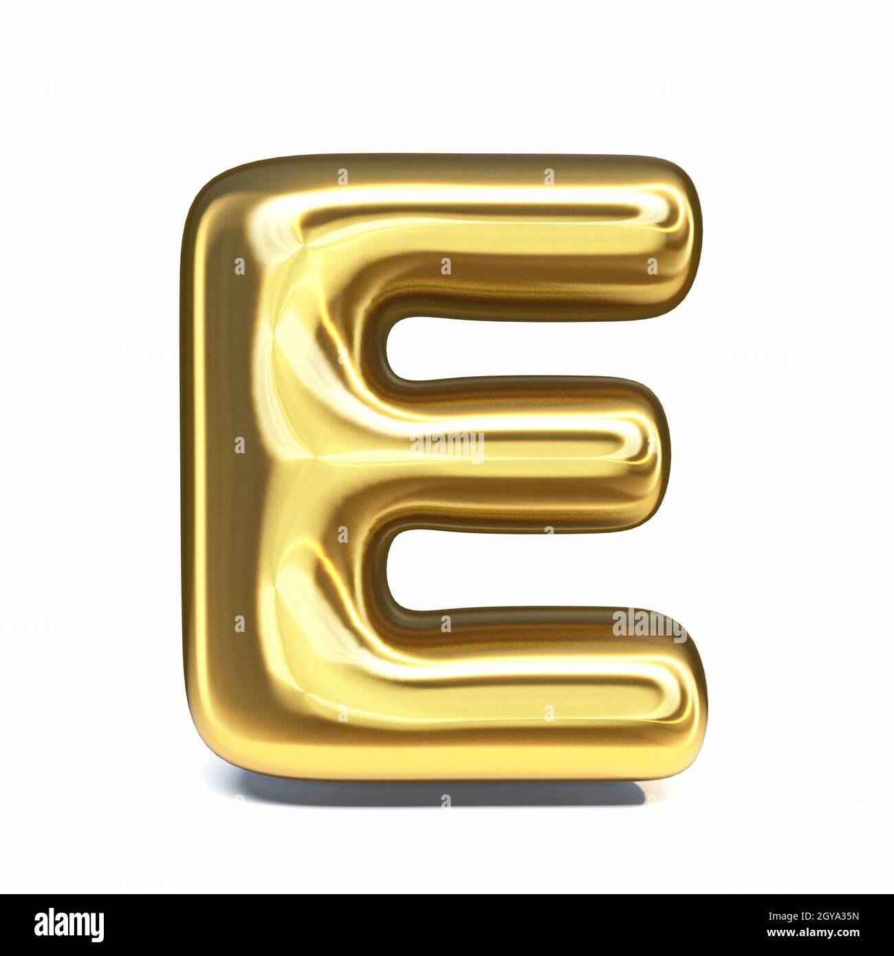 Golden font Letter E 3D rendering illustration isolated on white ...