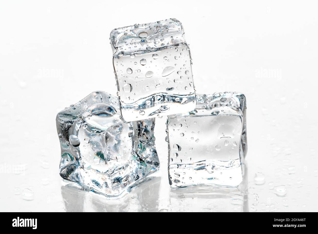 ice cubes on white background. Stock Photo